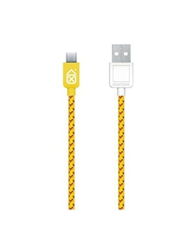 Kiwiku.com: Pantone BXPACABUF02 - Cable de carga y datos de 2 metros con micro USB, amarillo y rosa - Electrónica