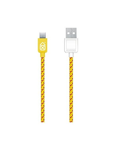 Kiwiku.com: Pantone BXPACABUF02 - Cable de carga y datos de 2 metros con micro USB, amarillo y rosa - Electrónica