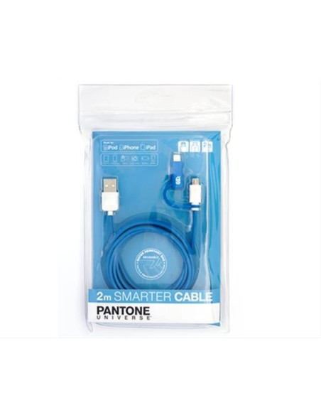 Pantone BXPACABUL01 - Cable de carga y datos de 2 metros con micro USB/Lightning, azul: Kiwiku.com: Electrónica