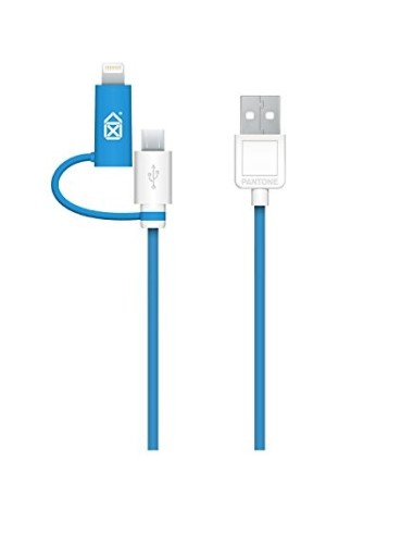 Pantone BXPACABUL01 - Cable de carga y datos de 2 metros con micro USB/Lightning, azul: Kiwiku.com: Electrónica