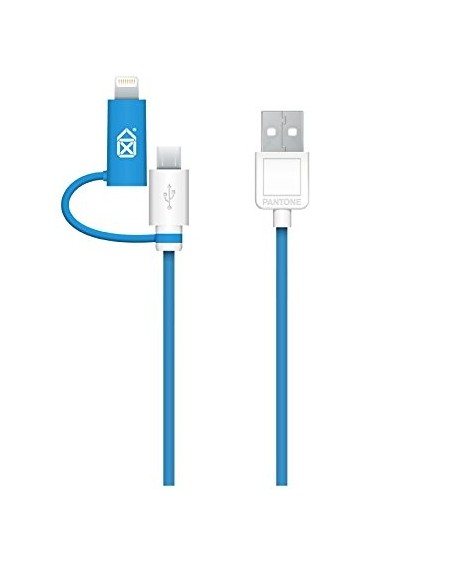 Pantone BXPACABUL01 - Cable de carga y datos de 2 metros con micro USB/Lightning, azul: Kiwiku.com: Electrónica