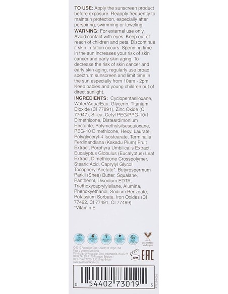 Protector Solar Facial AUSTRALIAN GOLD Botanical SPF 50 Medium-Tan 88 ml | Kiwiku