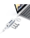 Satechi Hub 2-en-1 Tipo-c Usb 3.0 de Aluminio - 3 Puertos Con Ethernet - Plata