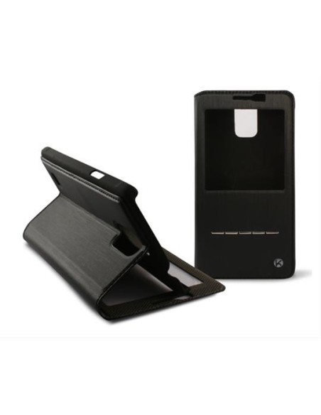 Kiwiku.com: Ksix B8537FU22 - Funda con ventana y función de responder para Samsung Galaxy Note 4, negro - Electrónica