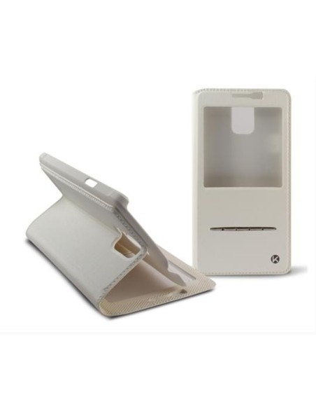 Kiwiku.com: Ksix B8537FU22B - Funda con ventana y función de responder para Samsung Galaxy Note 4, blanco - Electrónica