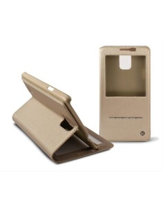 Ksix B8537FU22D - Funda tipo folio con ventana y función de responder para Samsung Galaxy Note 4, dorado - Electrónica - Kiwiku