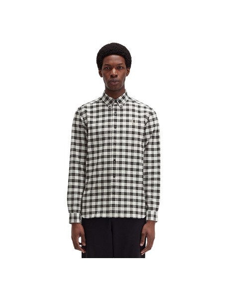 Camisa Fred Perry Oxford Tartan M8504 Crudo Hombre | Kiwiku