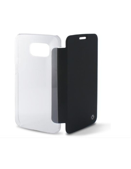 Funda folio ksix con carcasa trasera transparente para galaxy s6 negra B8550FU24 kiwiku.com