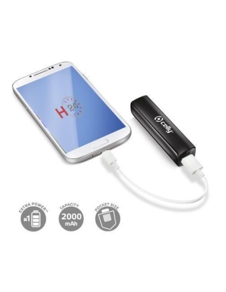 Celly PB2000B batería externa - baterías externas (Negro, Universal, 2000 mAh, USB, 5V, micro USB) - Electrónica - Kiwiku.com