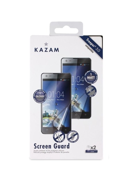 Kazam KASCP0002 - Protector de pantalla para Kazam Trooper2 5.0 (2 unidades, 1 mate, 1 brillo) - Electrónica - Kiwiku.com