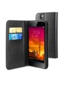 Funda wallet folio negra función soporte y tarjetero + protector pantalla trooper 450 kazam