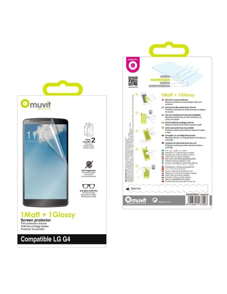 set de dos protectores pantalla: 1 mate - 1 brillo lg g4 muvit MUSCP0847 kiwiku.com