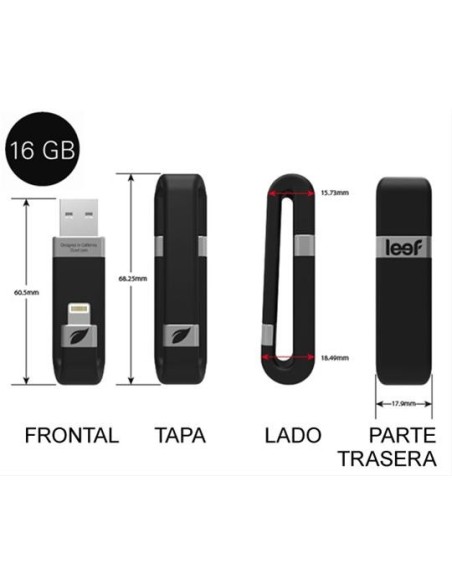 LEEF iBridge - Memoria USB de 16 GB compatible con dispositivos Lightning, color negro: Kiwiku.com: Informática