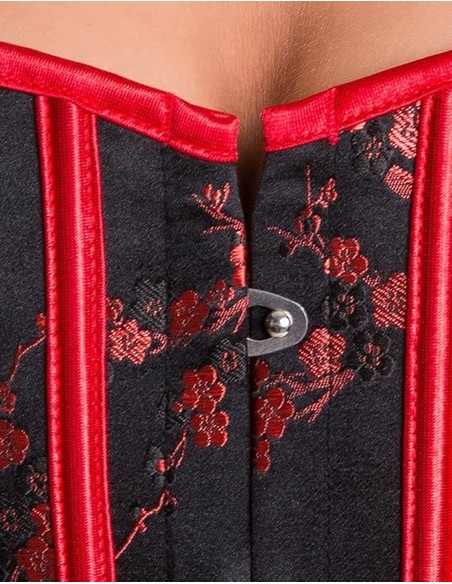 INTIMAX Aslynn Corset Rojo Talla S Con Estampado Floral Y Tanga - Kiwiku