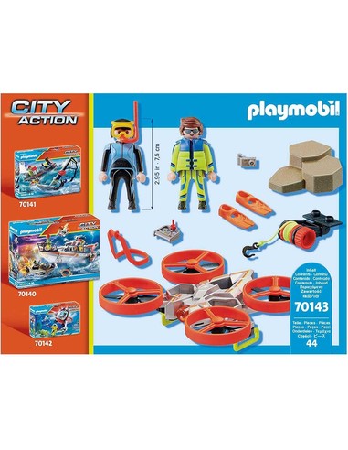 PLAYMOBIL Sea Rescue Diver Rescue With Drone 70143 | Set De Rescate Marino Para Niños | Kiwiku