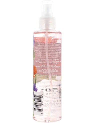 YARDLEY Poppy amp Violet Body Mist 200ml Para Mujer - Fragancia Floral y Cítrica | Kiwiku