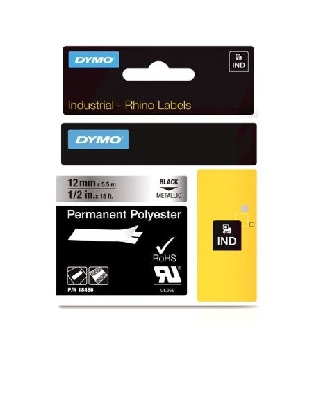 ID1-12 DYMO 12mm RHINO Permanent Polyester - Cintas para impresoras de etiquetas 18486 kiwiku.com