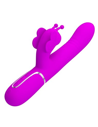 Vibrador Rabbit Multifunción 4 en 1 Mariposa Fucsia - PRETTY LOVE | Kiwiku