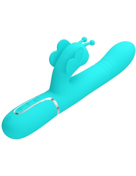 Vibrador Rabbit Multifunción 4 En 1 Mariposa Verde Agua - PRETTY LOVE | Kiwiku