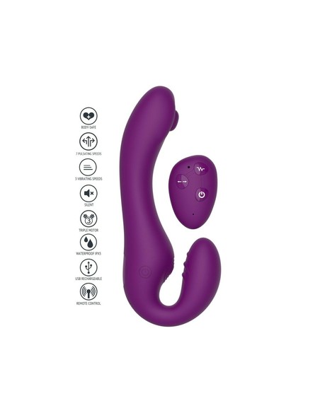 XOCOON Strapless Strap-On Vibrador 2 En 1 Con Control Remoto Morado - Kiwiku