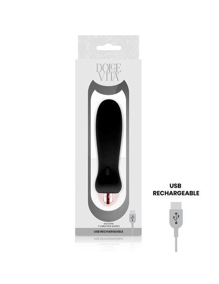 Vibrador Recargable Dolce Vita Five Negro 7 Velocidades - Kiwiku