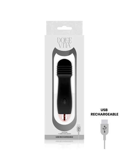 Vibrador Recargable Dolce Vita Tres Negro 7 Velocidades - Kiwiku