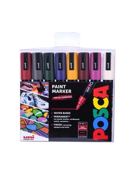 uni-ball_posca_pc5m_rotuladores_punta_media_colores_intensos_8_piezas_5012788070873_oferta