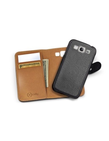 Funda portafolio negra con tapa abatible para Samsung Galaxy S3 AMBO232BK kiwiku.com