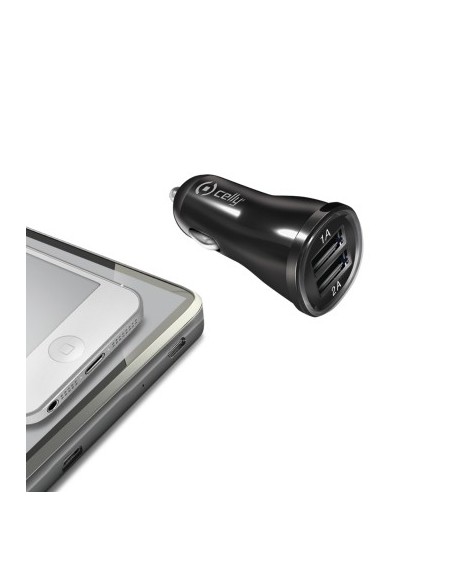 Cargador de coche con 2 puertas USB negro 2.1A CCUSB22 kiwiku.com