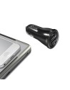 Cargador de coche con 2 puertas usb negro 2.1a