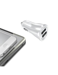 cargador de coche con 2 puertas USB blanco 2.1A CCUSB22W kiwiku.com