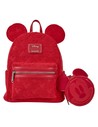 Loungefly Mini Mochila Orejas de Mickey Mouse Roja Con Detalle Icónico y Correas Ajustables