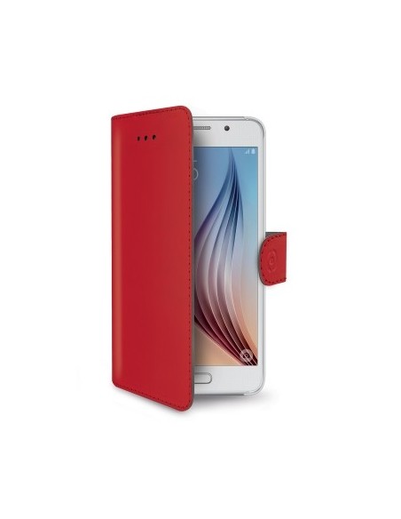 Funda protectoran en piel para GALAXY S6 Rojo WALLY490RD kiwiku.com