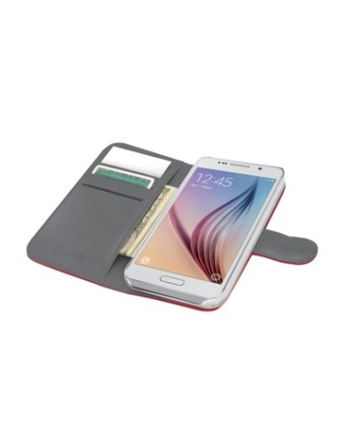 Funda protectoran en piel para GALAXY S6 Rojo WALLY490RD kiwiku.com