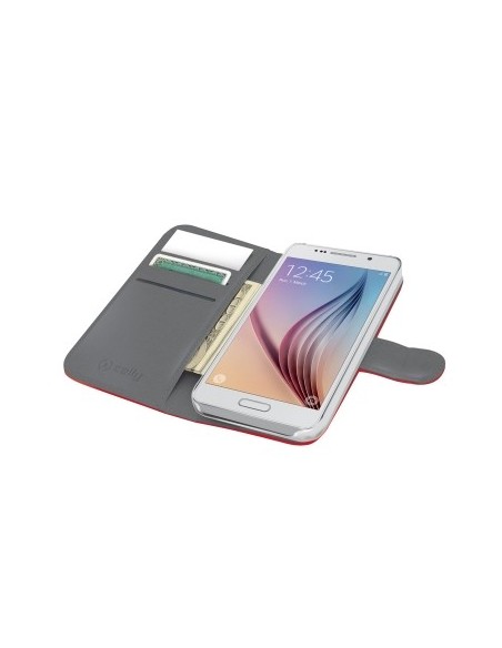 Funda protectoran en piel para GALAXY S6 Rojo WALLY490RD kiwiku.com