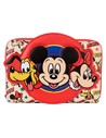 Loungefly Cartera Con Cremallera Mickey y Amigos, Modelo Mini Wallet, Piel Vegana, Diseño en Relieve, Tamaño 12.7 X 10.1 Cm