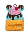 Loungefly Mini Mochila Mickey & Minnie Dulce Helado - Diseño Temático Disney Con Helado, Material Sintético, Dimensiones Aproxim