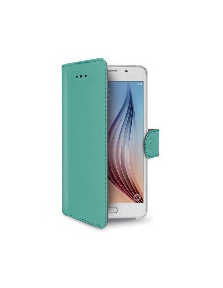 Funda protectora de piel para samsung galaxy s6 verde WALLY490TF kiwiku.com