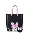 Loungefly Tote Floral Rock Minnie - Bolso de Mano Con Diseño de Minnie Mouse en Estilo Rock, Patrón Floral, Unisex, Medidas Apro