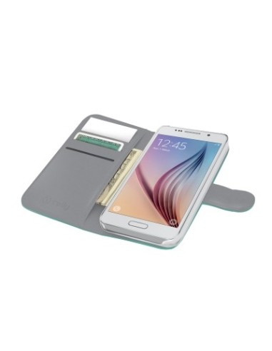 Funda protectora de piel para samsung galaxy s6 verde WALLY490TF kiwiku.com