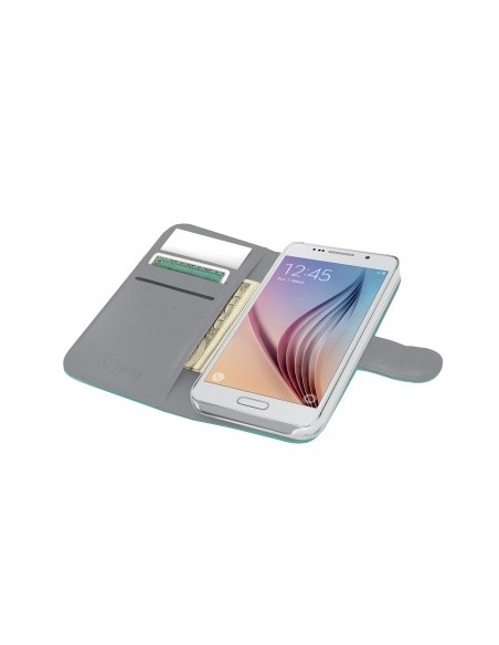 Funda protectora de piel para samsung galaxy s6 verde WALLY490TF kiwiku.com