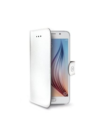 Celly Funda protectora en piel para samsung galaxy s6 blanca WALLY490WH kiwiku.com