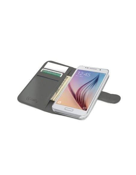 Celly Funda protectora en piel para samsung galaxy s6 blanca WALLY490WH kiwiku.com