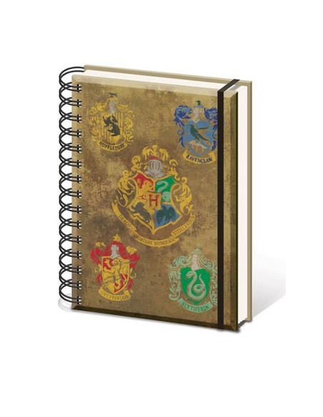 pyramid_international_libreta_espiral_a5_harry_potter_escudos_casas_y_hogwarts_5051265720832_oferta