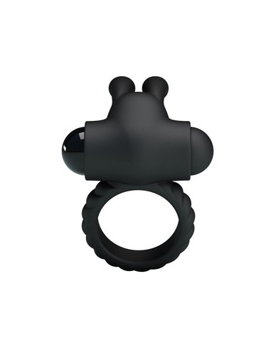Anillo Vibrador PRETTYLOVE Eudora Negro Con Estimulador De Clítoris - Kiwiku