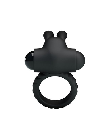 Anillo Vibrador PRETTYLOVE Eudora Negro Con Estimulador De Clítoris - Kiwiku