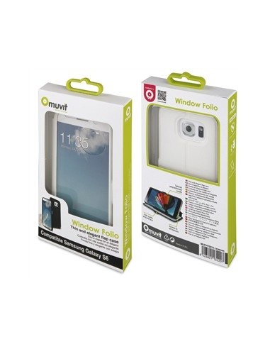 funda eye folio blanca con ventana completa samsung galaxy s6 muvit MUEYF0010 kiwiku.com