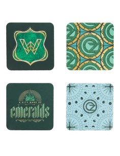 paladone_set_de_4_posavasos_wicked_ciudad_esmeralda_con_acabado_metálico_y_relieve_5056577746686_oferta