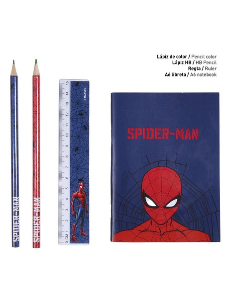 Set Papelería Escolar Spider-Man Cerda Azul Oscuro 12 Piezas | Kiwiku