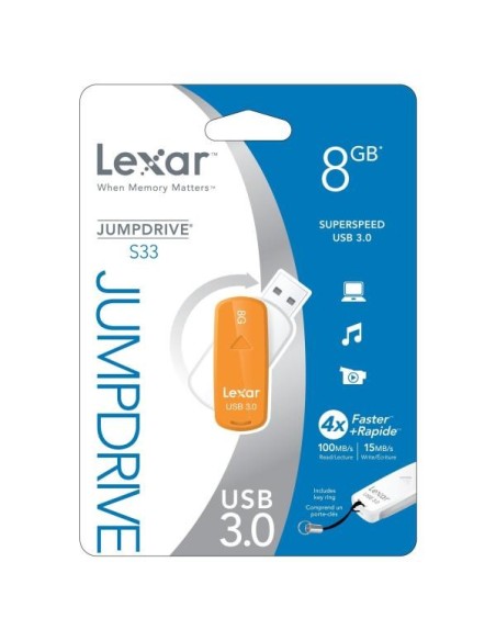 Memoria lexar usb 3.0 s33 8gb orange LJDS33-8GBABEU kiwiku.com